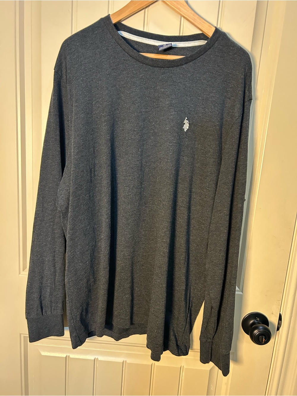 U.S. Polo Assn.Men’s Long-Sleeve Crewneck Tee‎ Casual White LogoCharcoal Gray XL